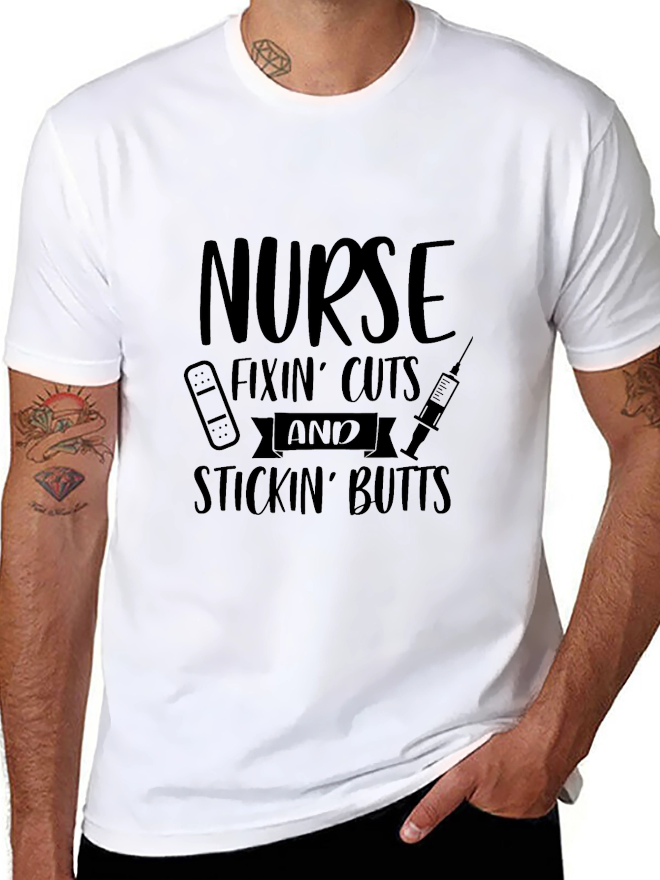 Nurse Fixin Cuts & Stickin Butts Black T-Shirt