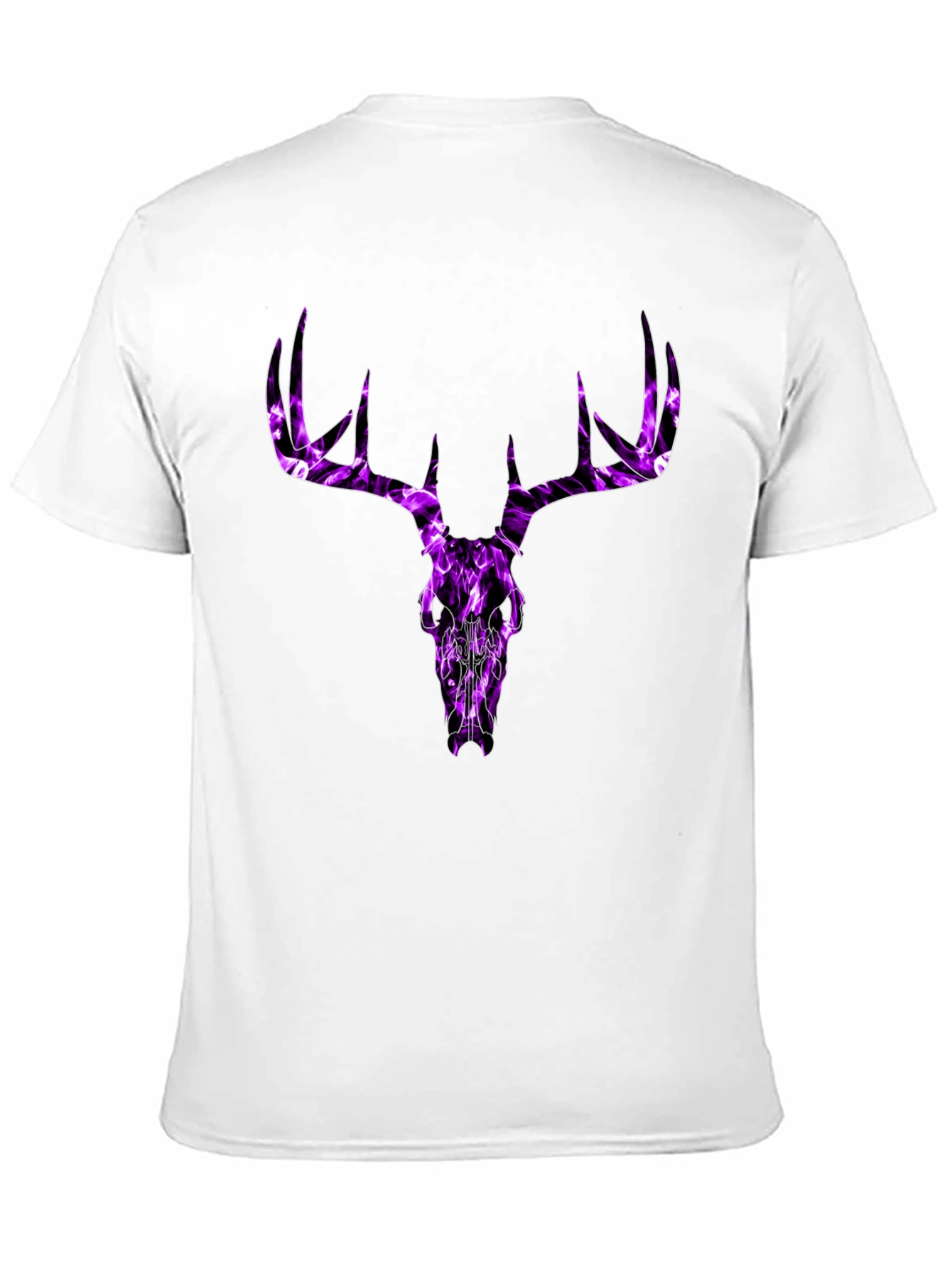 Mens Black T-Shirt with Purple Deer Skull