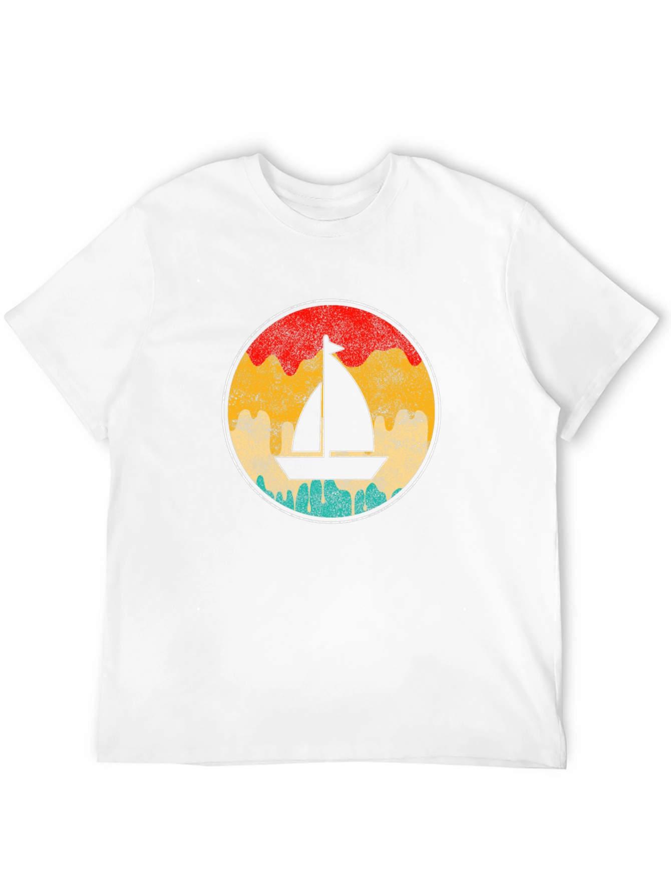 Retro Sailboat Graphic Tee - Black Cotton T-Shirt