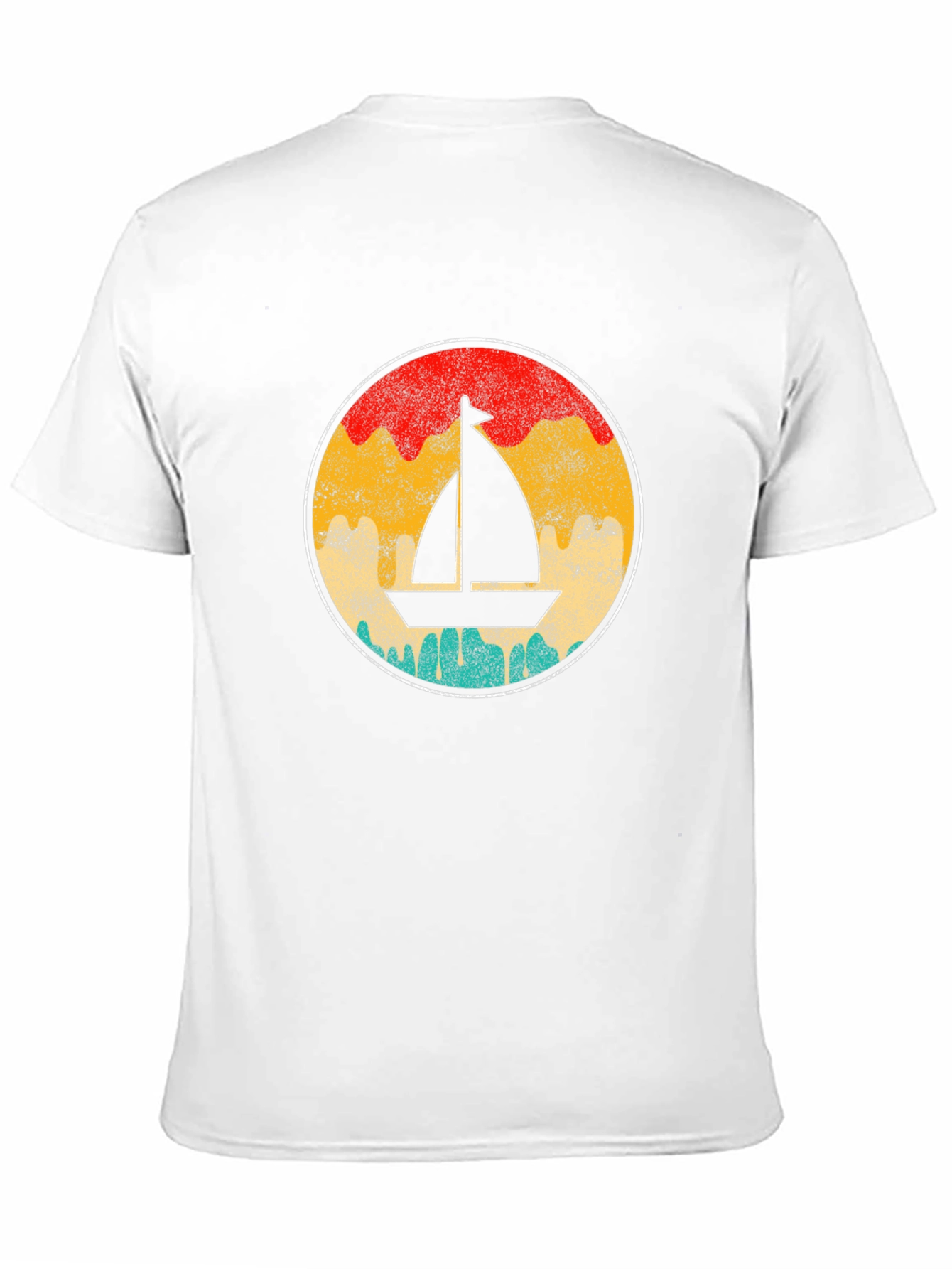 Retro Sailboat Graphic Tee - Black Cotton T-Shirt