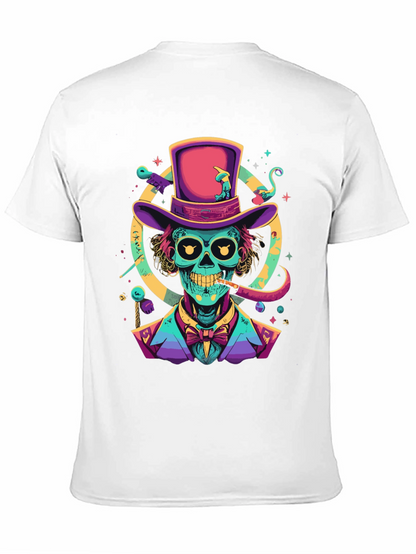 Neon Skull Magician T-Shirt - Unique Graphic Tee