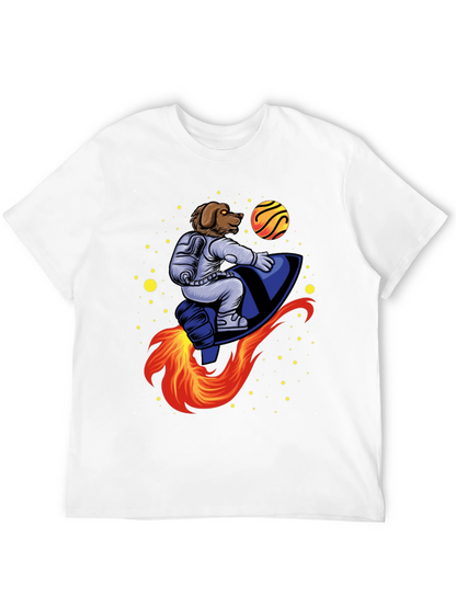 Dog Astronaut Rocket T-Shirt - Black