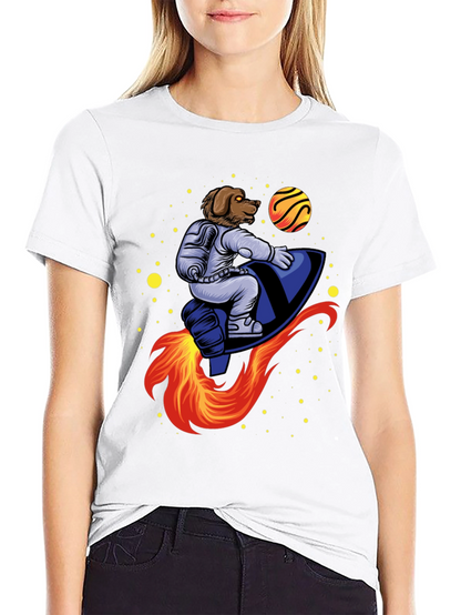 Dog Astronaut Rocket T-Shirt - Black