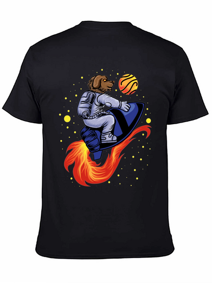 Dog Astronaut Rocket T-Shirt - Black