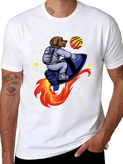 Dog Astronaut Rocket T-Shirt - Black