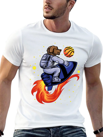 Dog Astronaut Rocket T-Shirt - Black