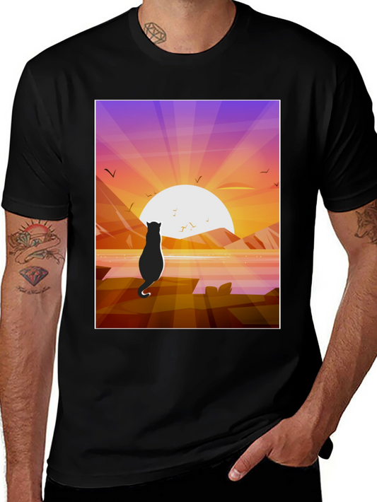 Cat Silhouette Sunset T-Shirt