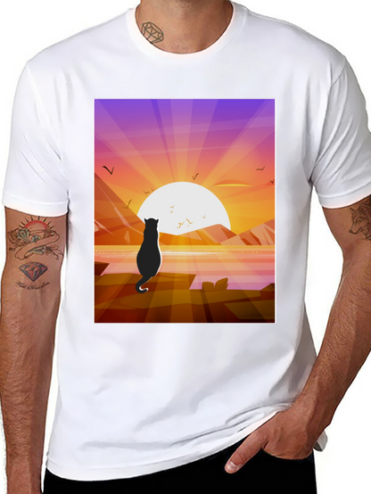 Cat Silhouette Sunset T-Shirt