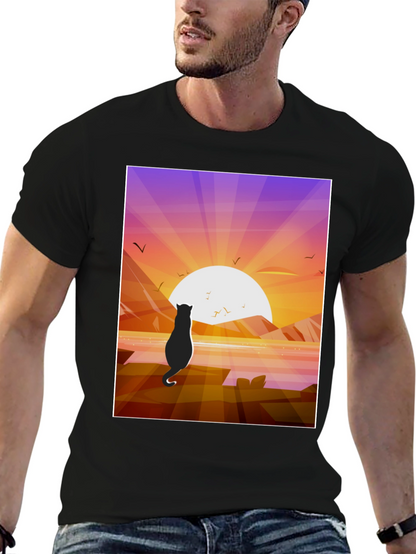 Cat Silhouette Sunset T-Shirt