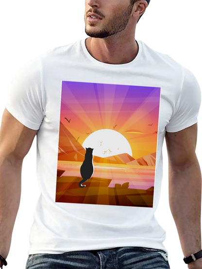 Cat Silhouette Sunset T-Shirt