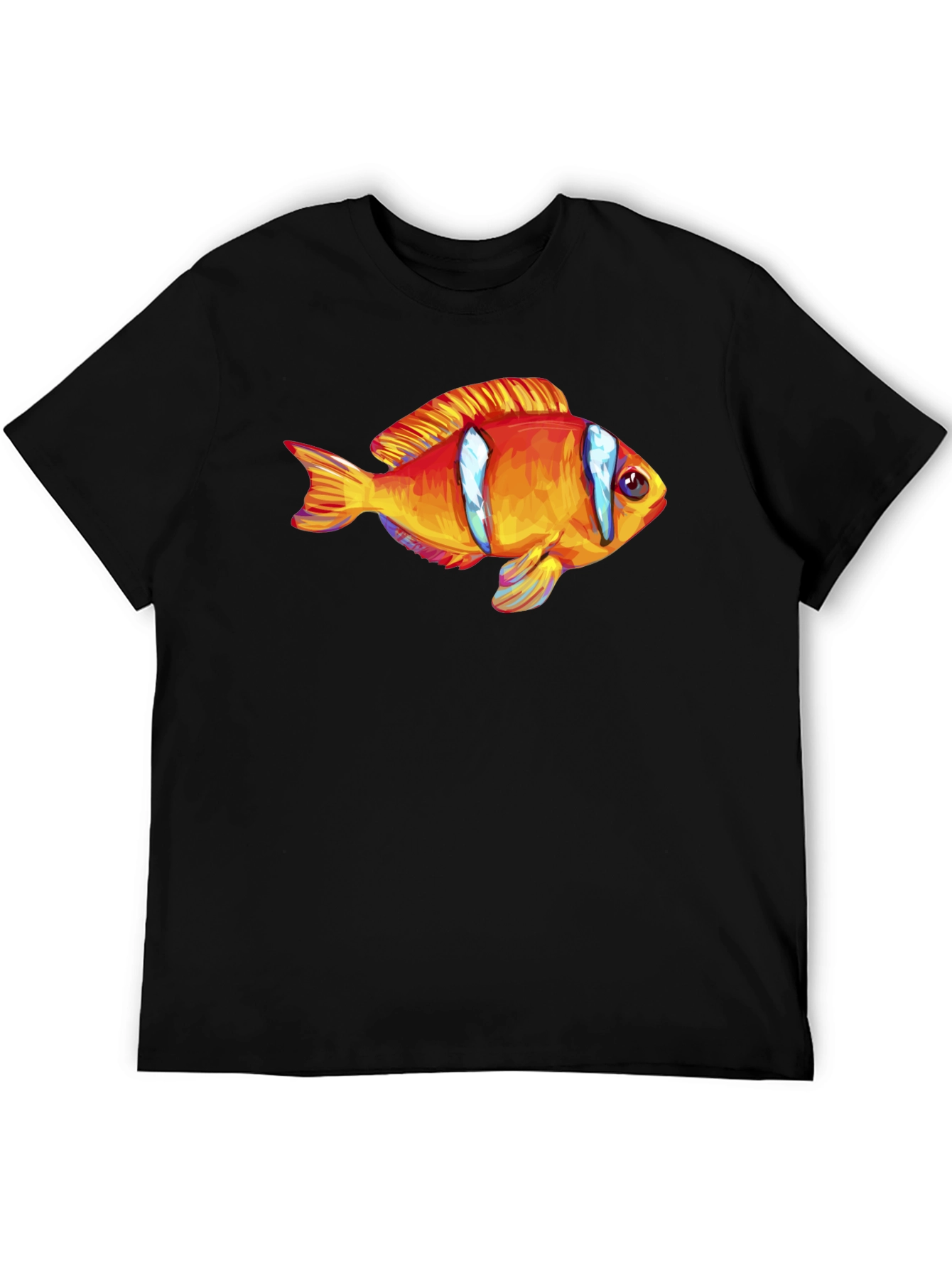 Clown Fish Graphic T-Shirt - Black Cotton Blend