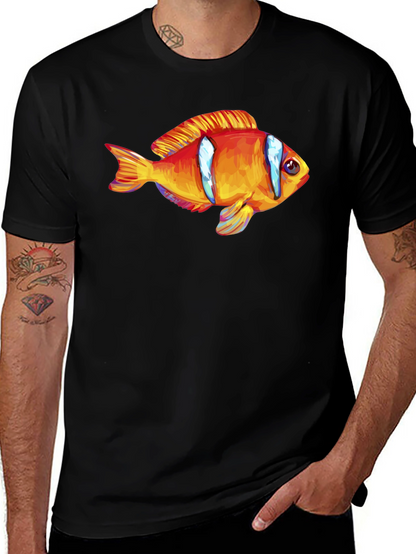 Clown Fish Graphic T-Shirt - Black Cotton Blend