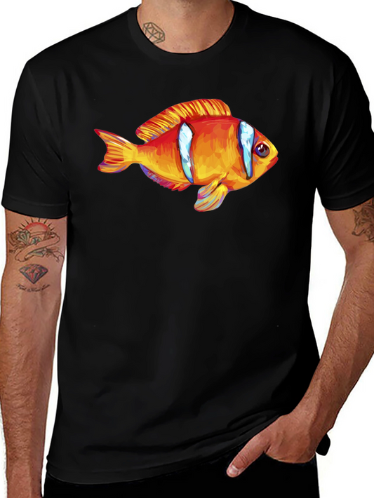 Clown Fish Graphic T-Shirt - Black Cotton Blend
