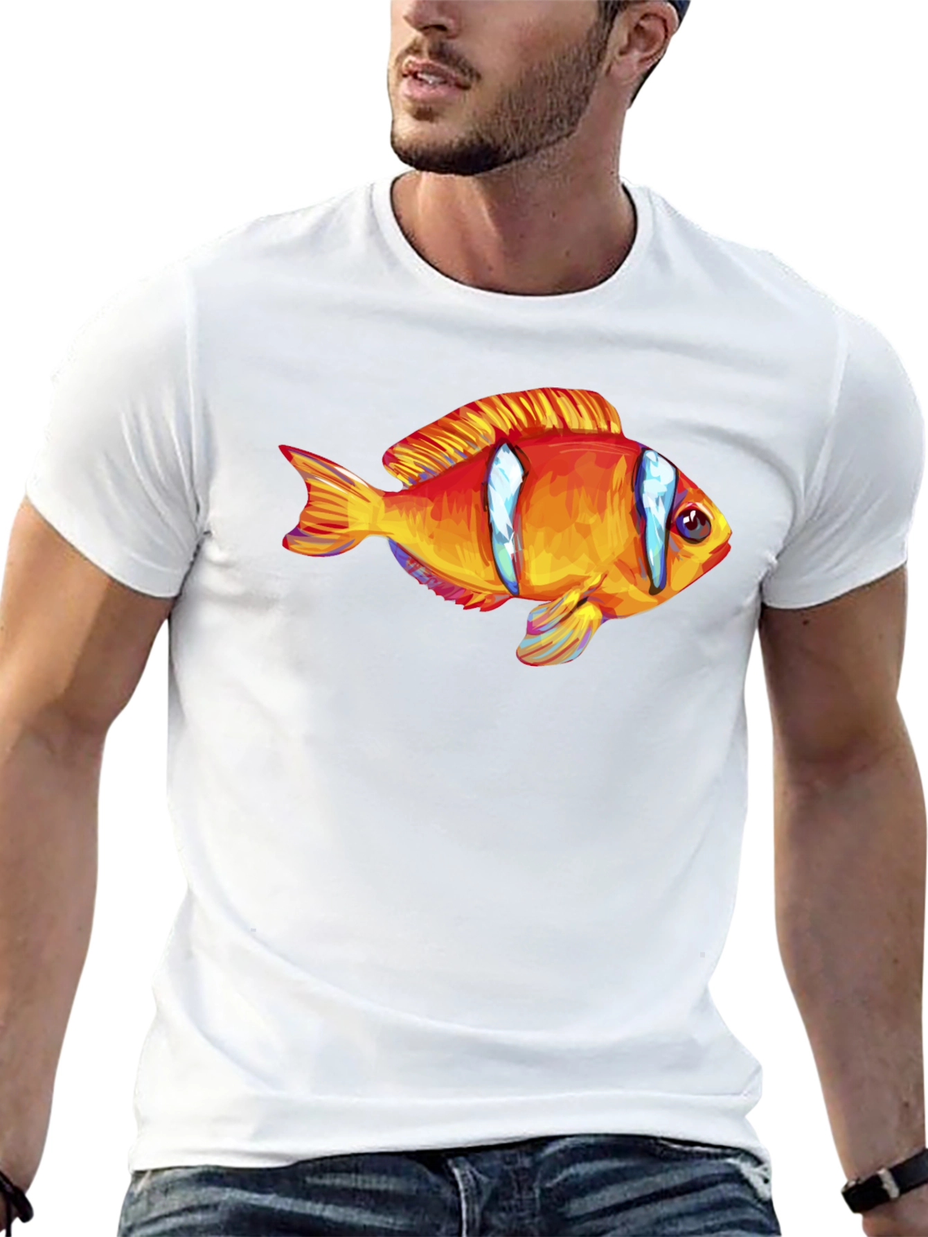 Clown Fish Graphic T-Shirt - Black Cotton Blend
