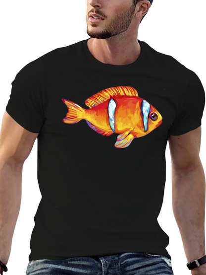 Clown Fish Graphic T-Shirt - Black Cotton Blend