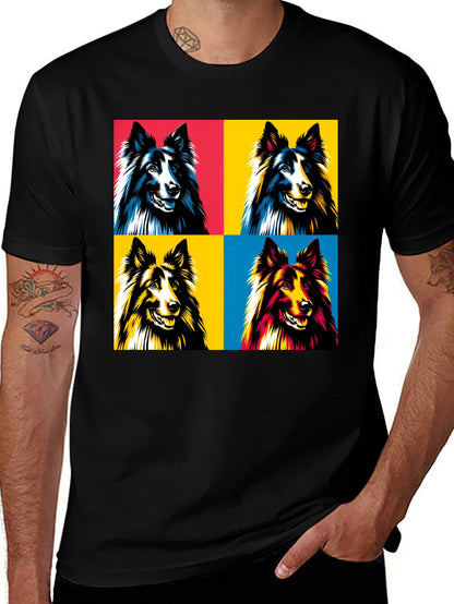 Pop Art Dog T-Shirt - Collie Design