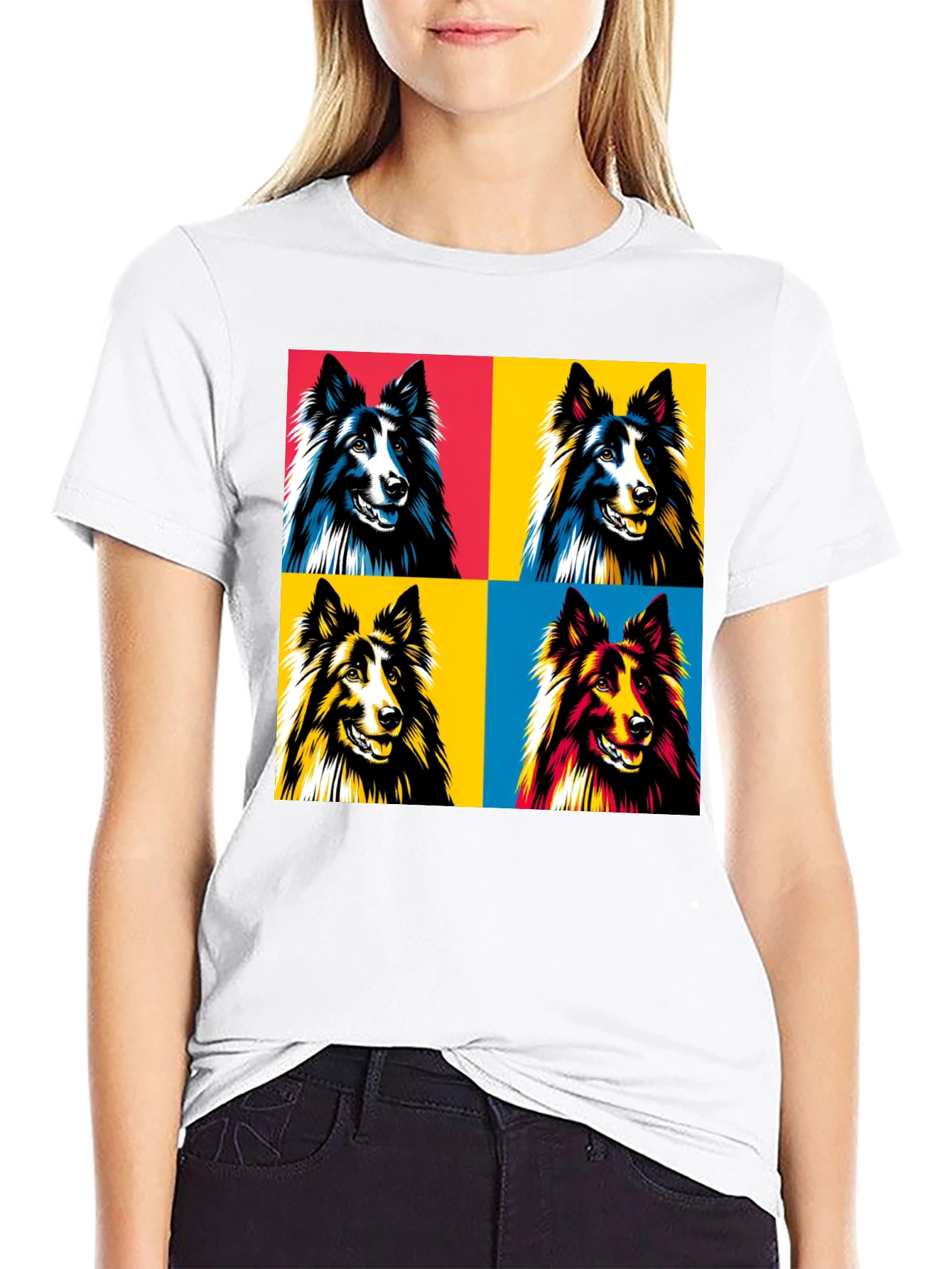 Pop Art Dog T-Shirt - Collie Design