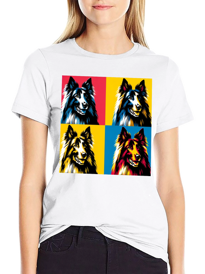 Pop Art Dog T-Shirt - Collie Design