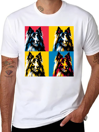 Pop Art Dog T-Shirt - Collie Design