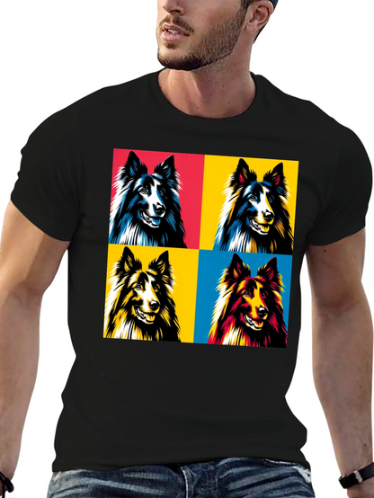 Pop Art Dog T-Shirt - Collie Design