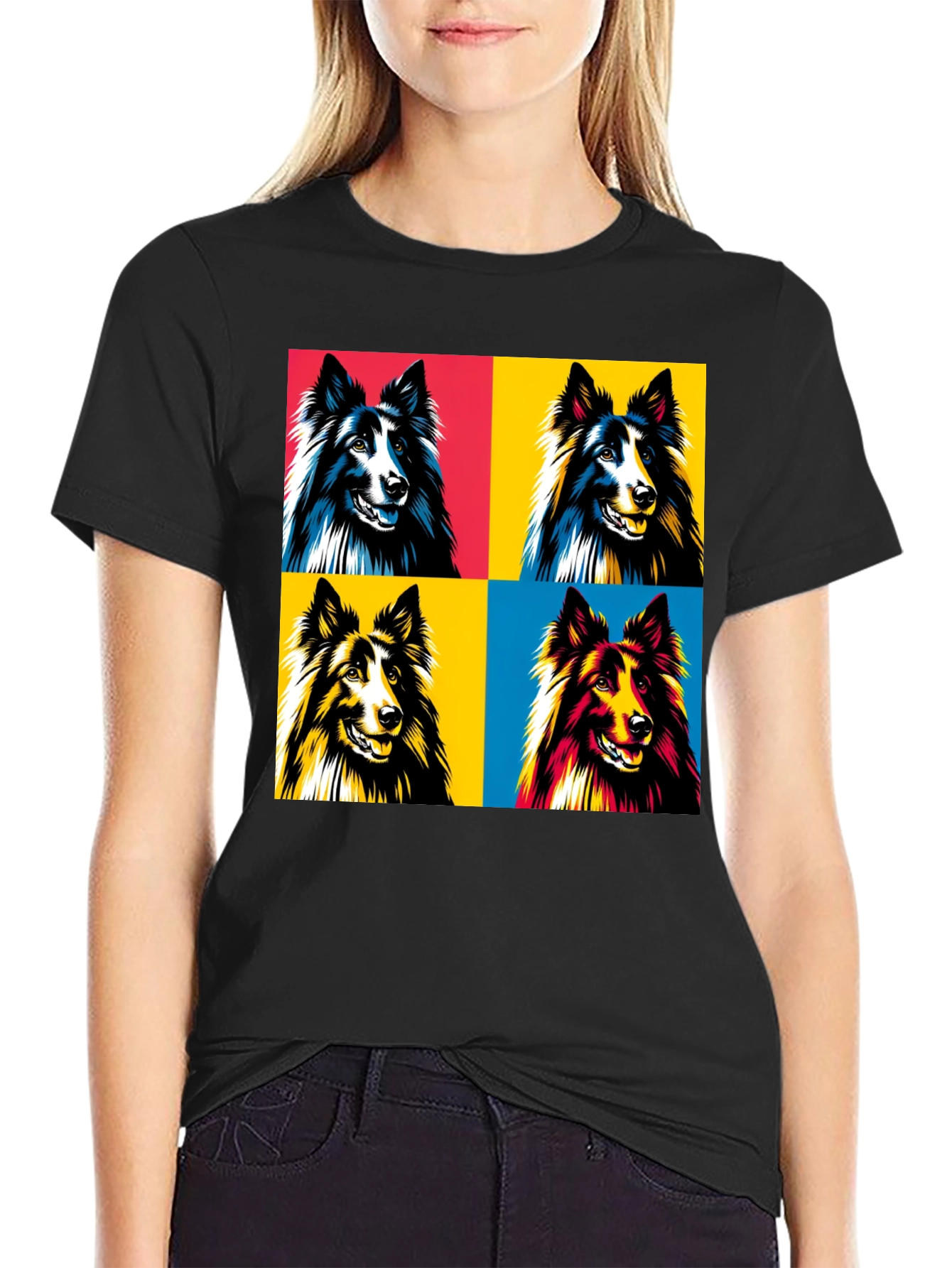 Pop Art Dog T-Shirt - Collie Design