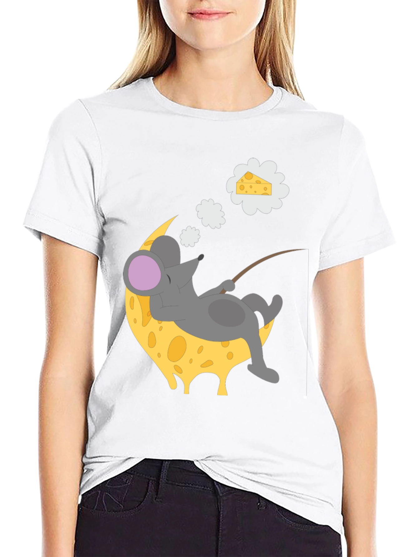 Dreaming Mouse on Cheese Moon T-Shirt