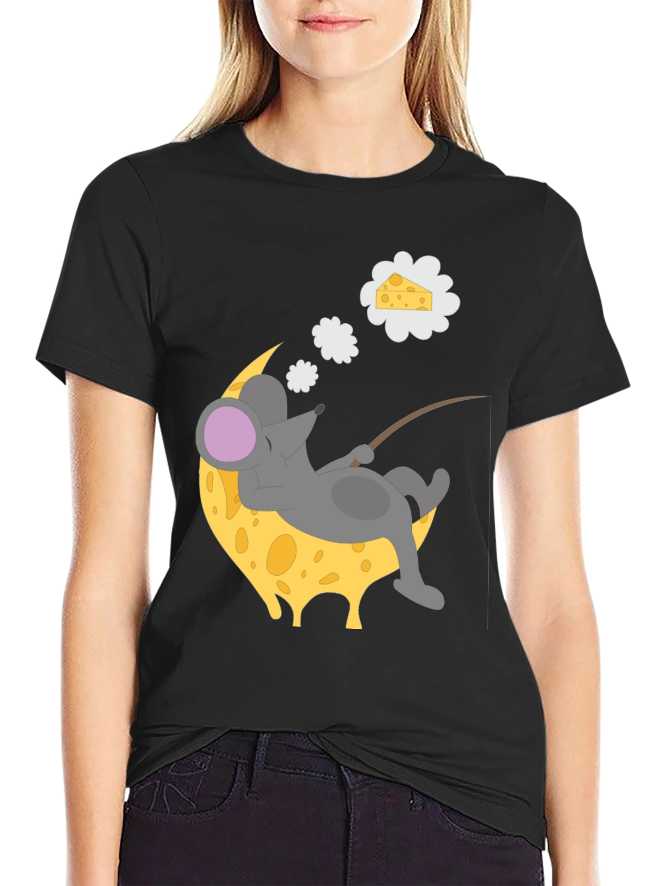 Dreaming Mouse on Cheese Moon T-Shirt