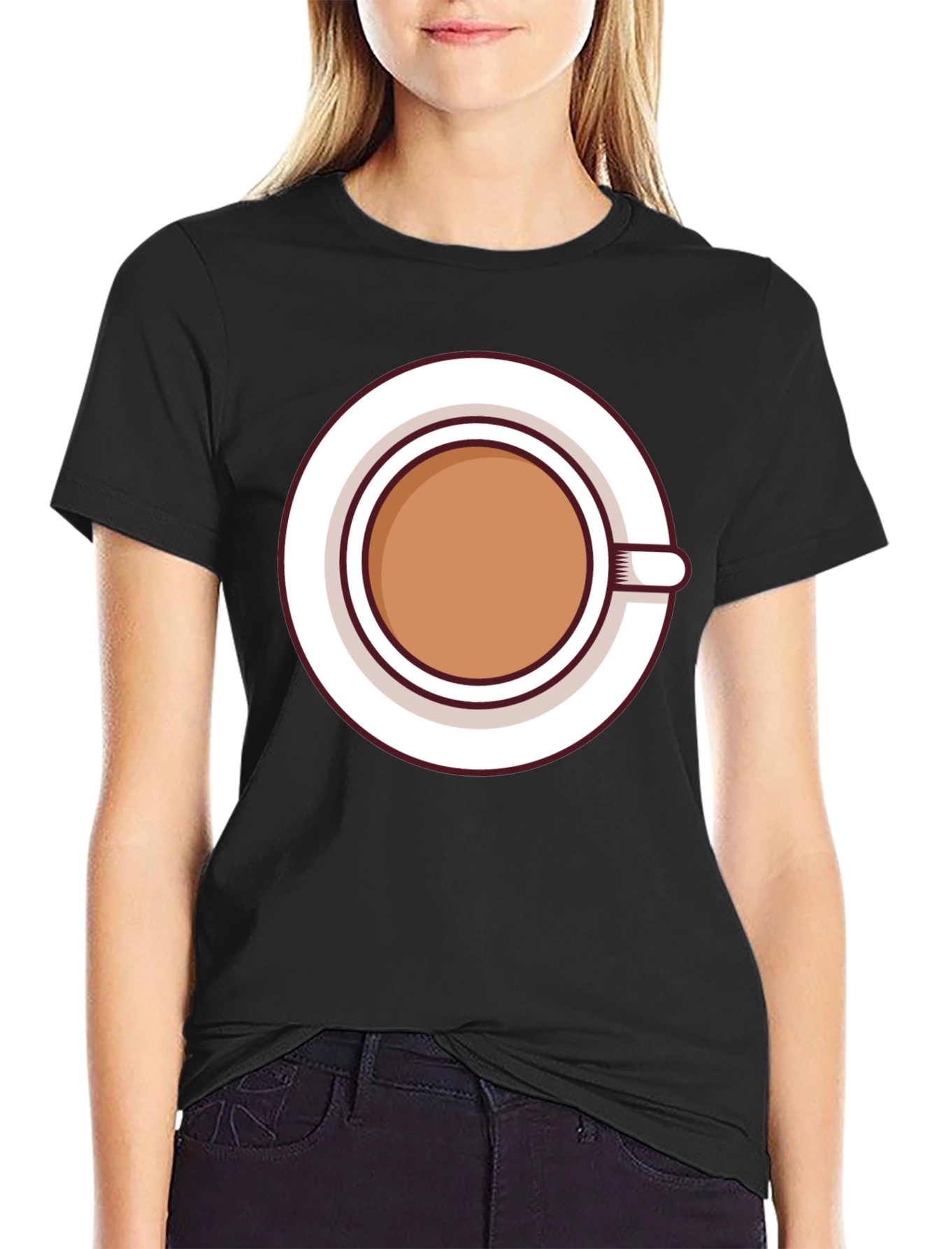 Coffee Cup Graphic Tee - Casual Black T-Shirt