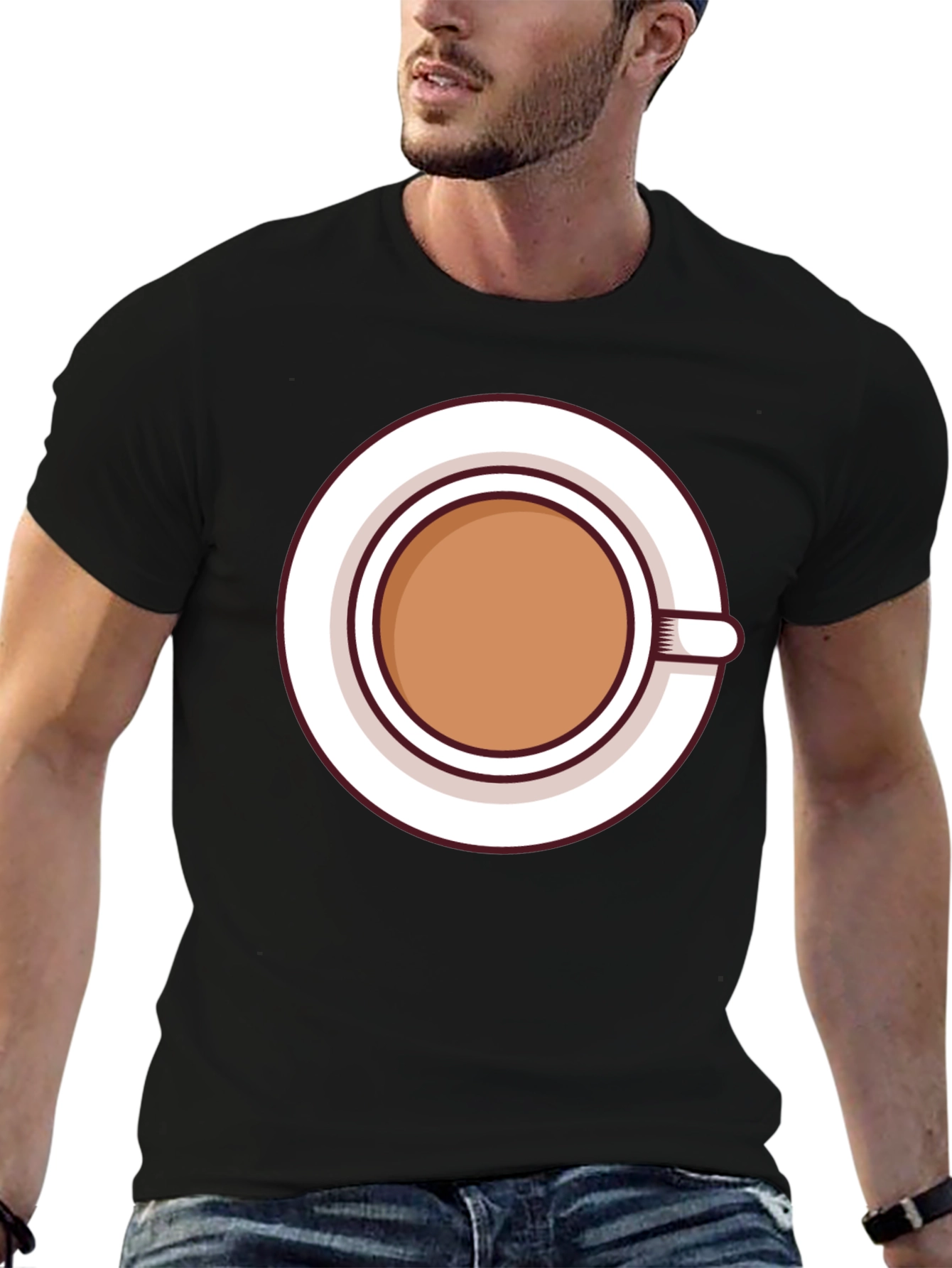 Coffee Cup Graphic Tee - Casual Black T-Shirt