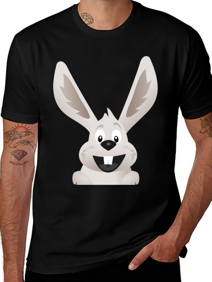 Funny Bunny Graphic Tee - Black Cotton T-Shirt