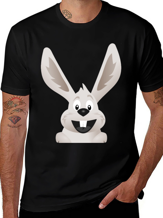 Funny Bunny Graphic Tee - Black Cotton T-Shirt