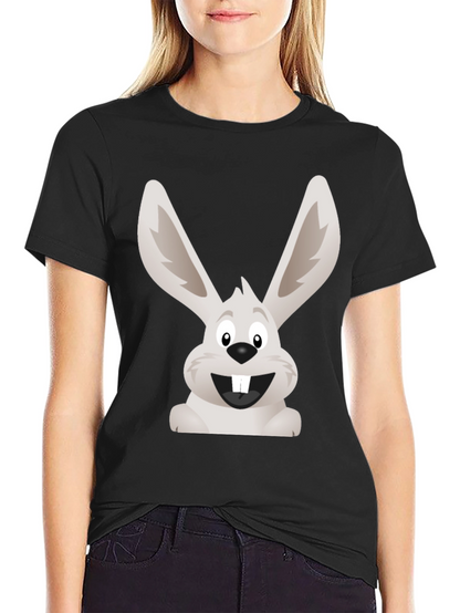 Funny Bunny Graphic Tee - Black Cotton T-Shirt
