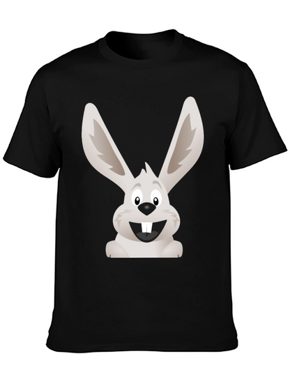 Funny Bunny Graphic Tee - Black Cotton T-Shirt