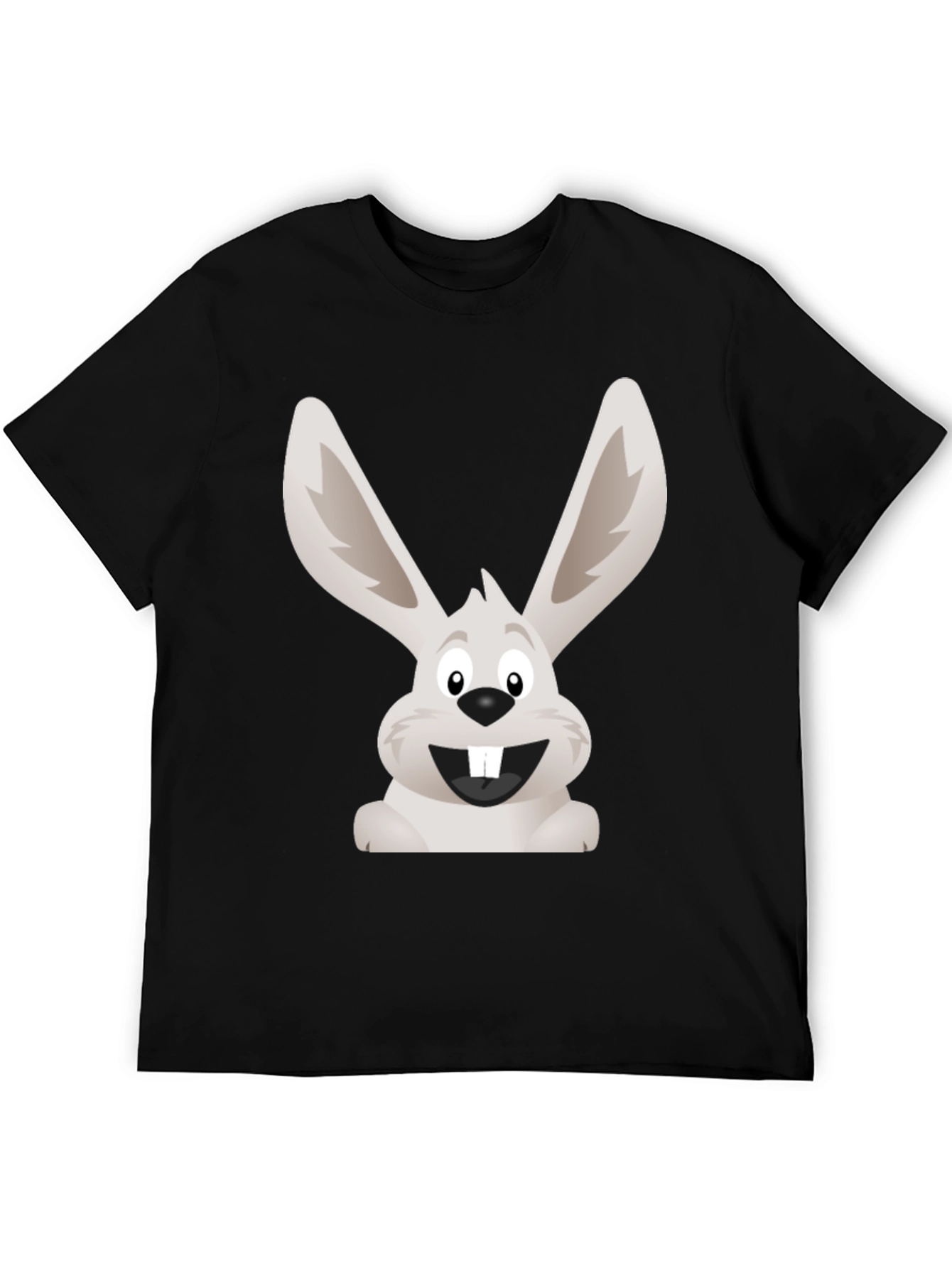 Funny Bunny Graphic Tee - Black Cotton T-Shirt