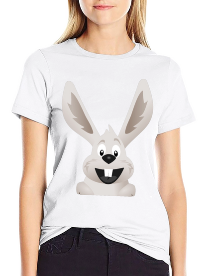 Funny Bunny Graphic Tee - Black Cotton T-Shirt