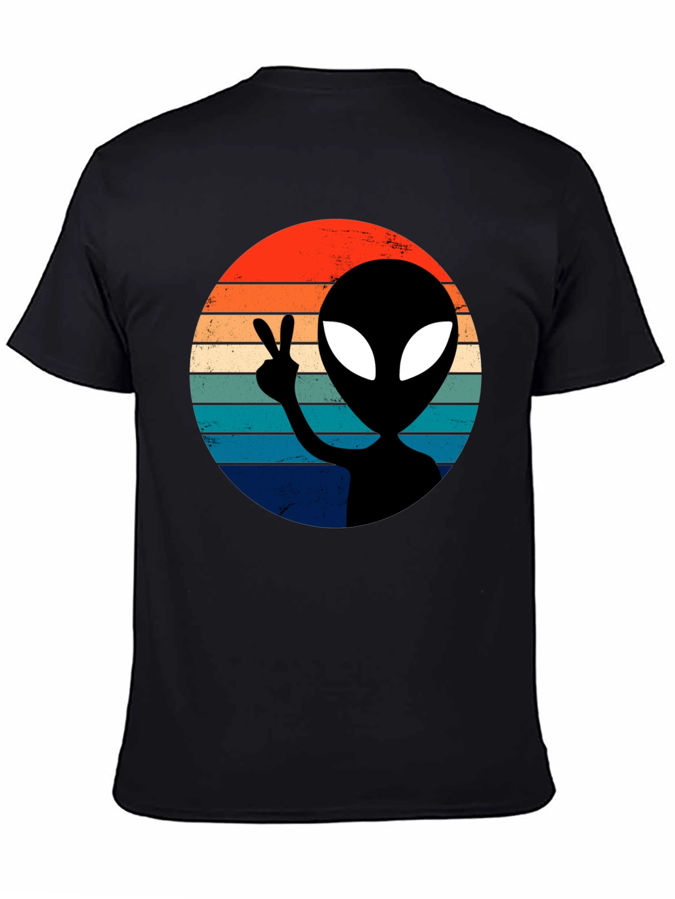 Retro Alien Peace T-Shirt - Black