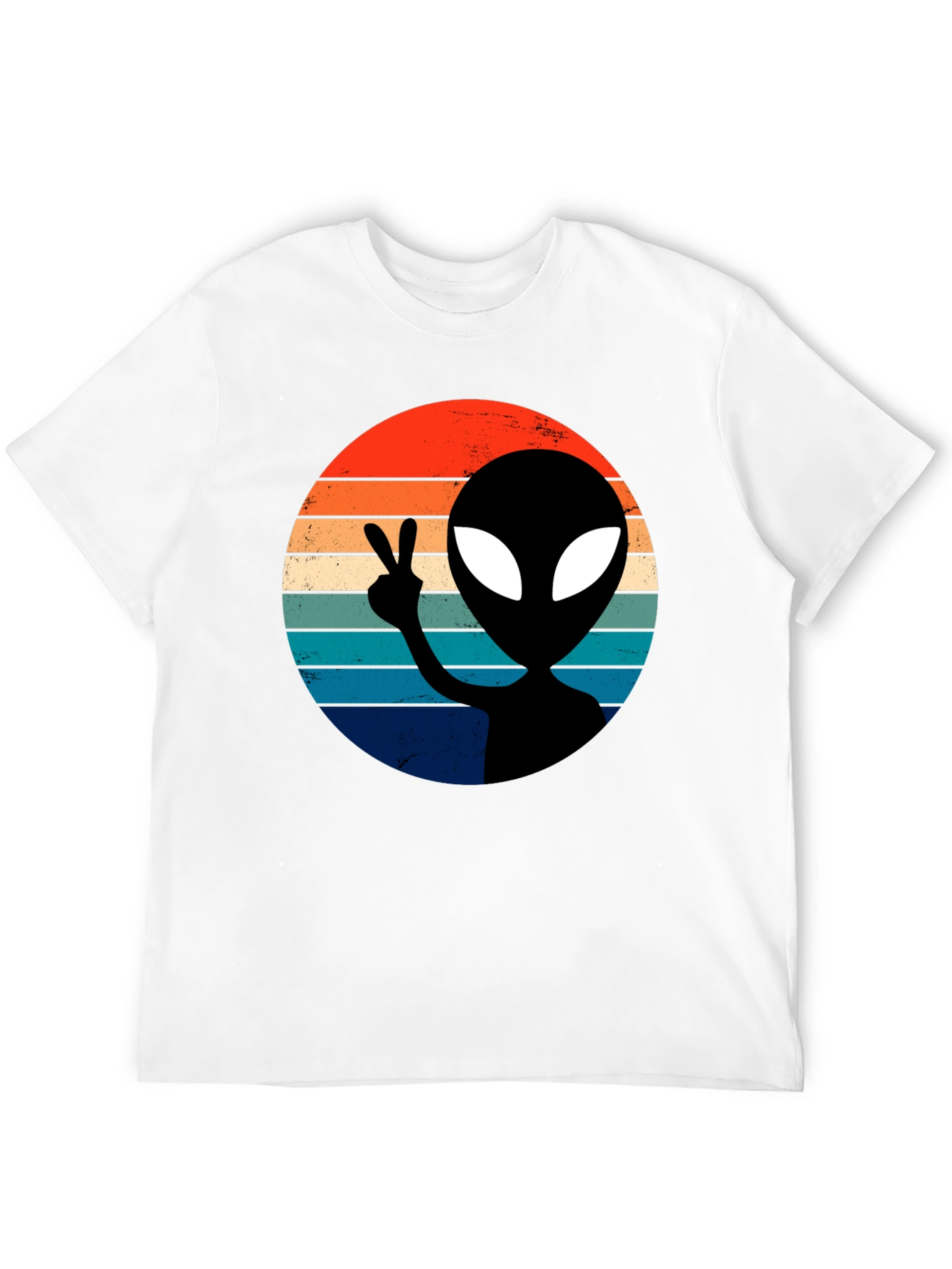 Retro Alien Peace T-Shirt - Black