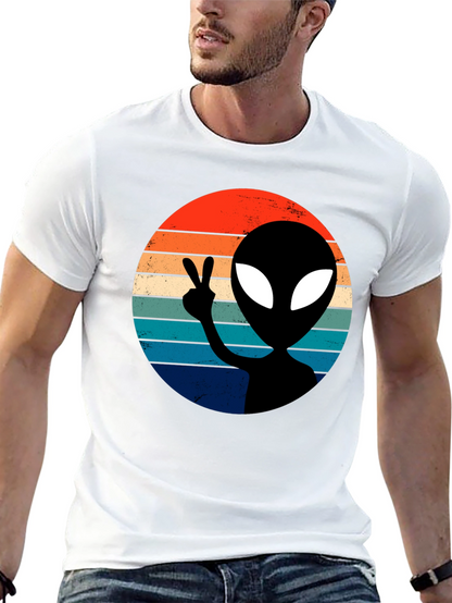 Retro Alien Peace T-Shirt - Black