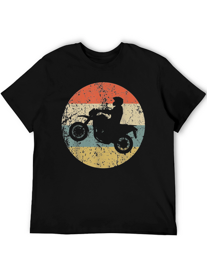 Retro Motorcycle Rider Graphic Tee - Black