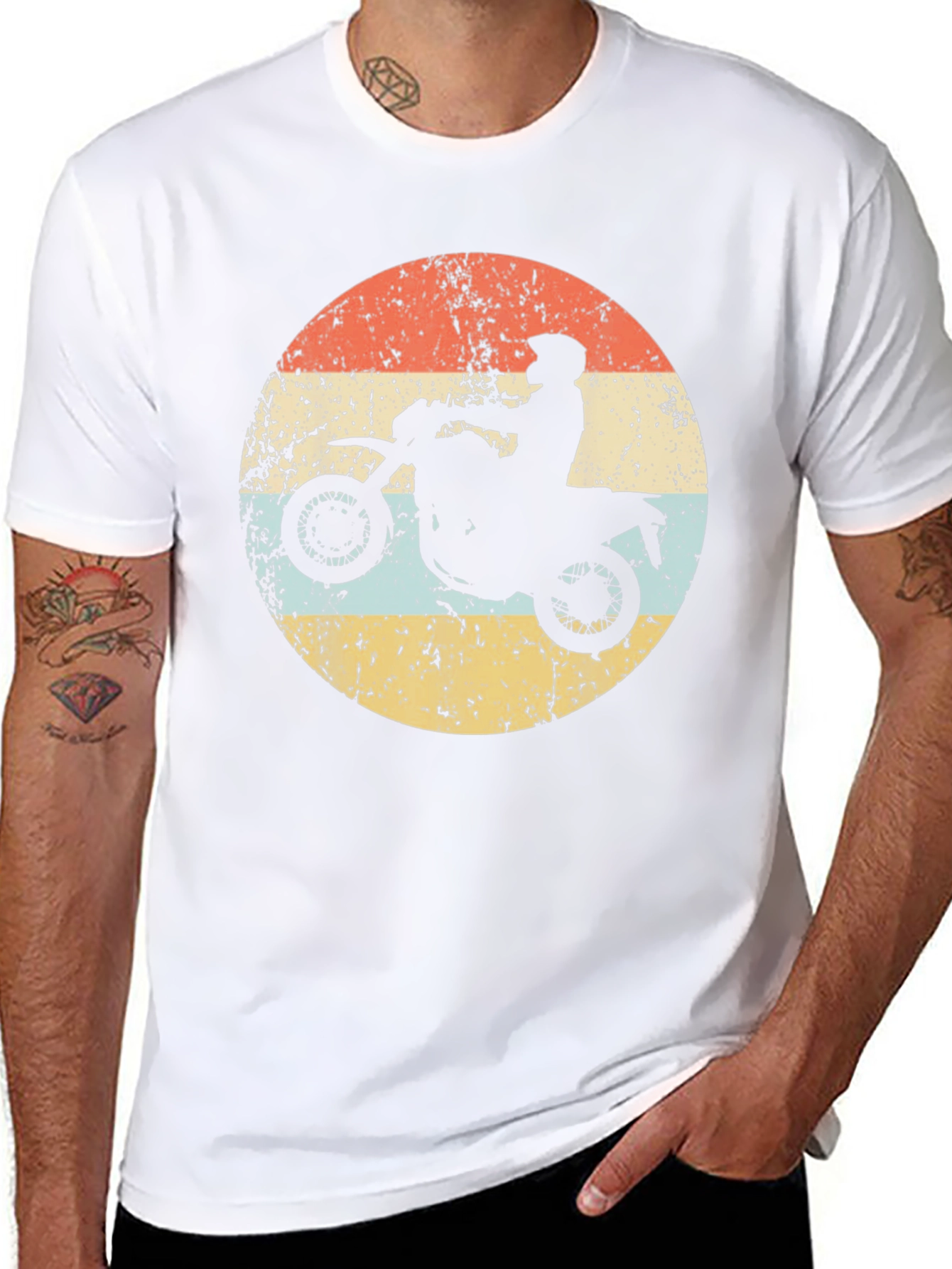 Retro Motorcycle Rider Graphic Tee - Black