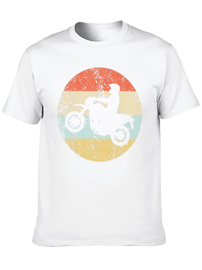Retro Motorcycle Rider Graphic Tee - Black