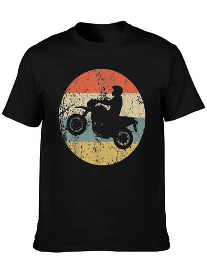Retro Motorcycle Rider Graphic Tee - Black