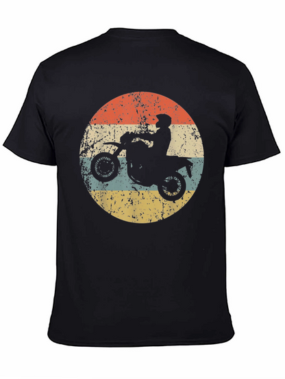 Retro Motorcycle Rider Graphic Tee - Black