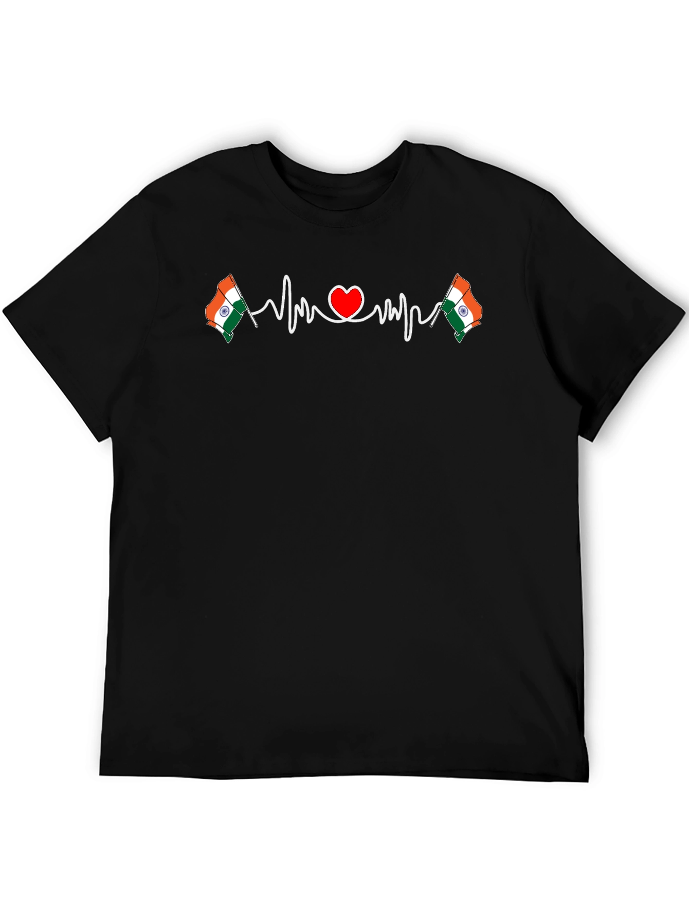 India Flag Heartbeat T-Shirt - Patriotic Design