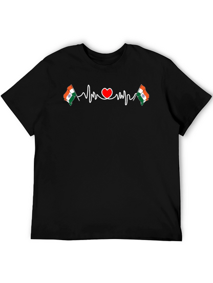 India Flag Heartbeat T-Shirt - Patriotic Design