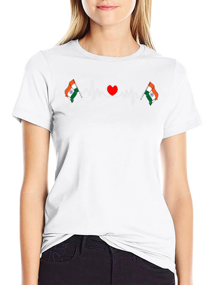 India Flag Heartbeat T-Shirt - Patriotic Design