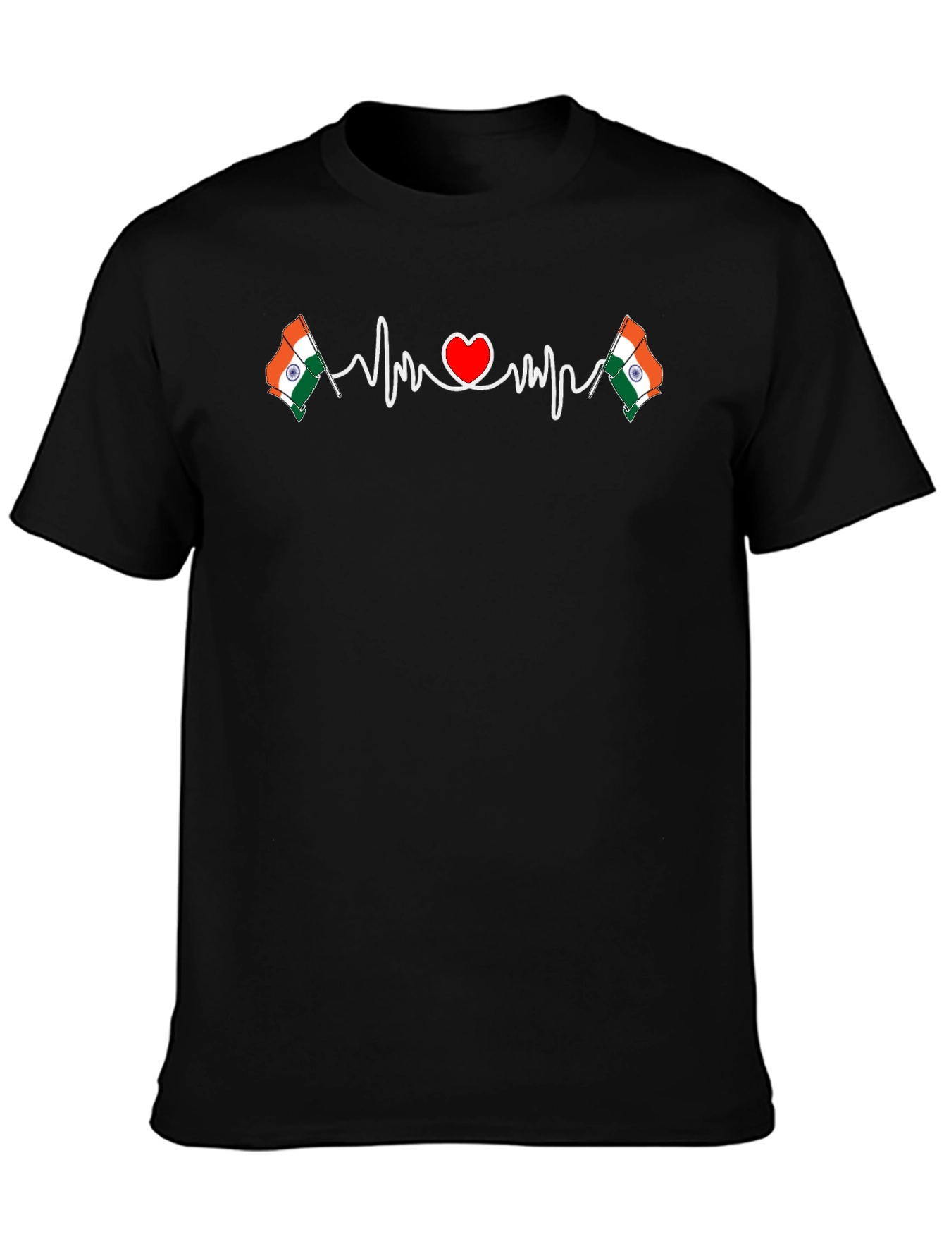 India Flag Heartbeat T-Shirt - Patriotic Design