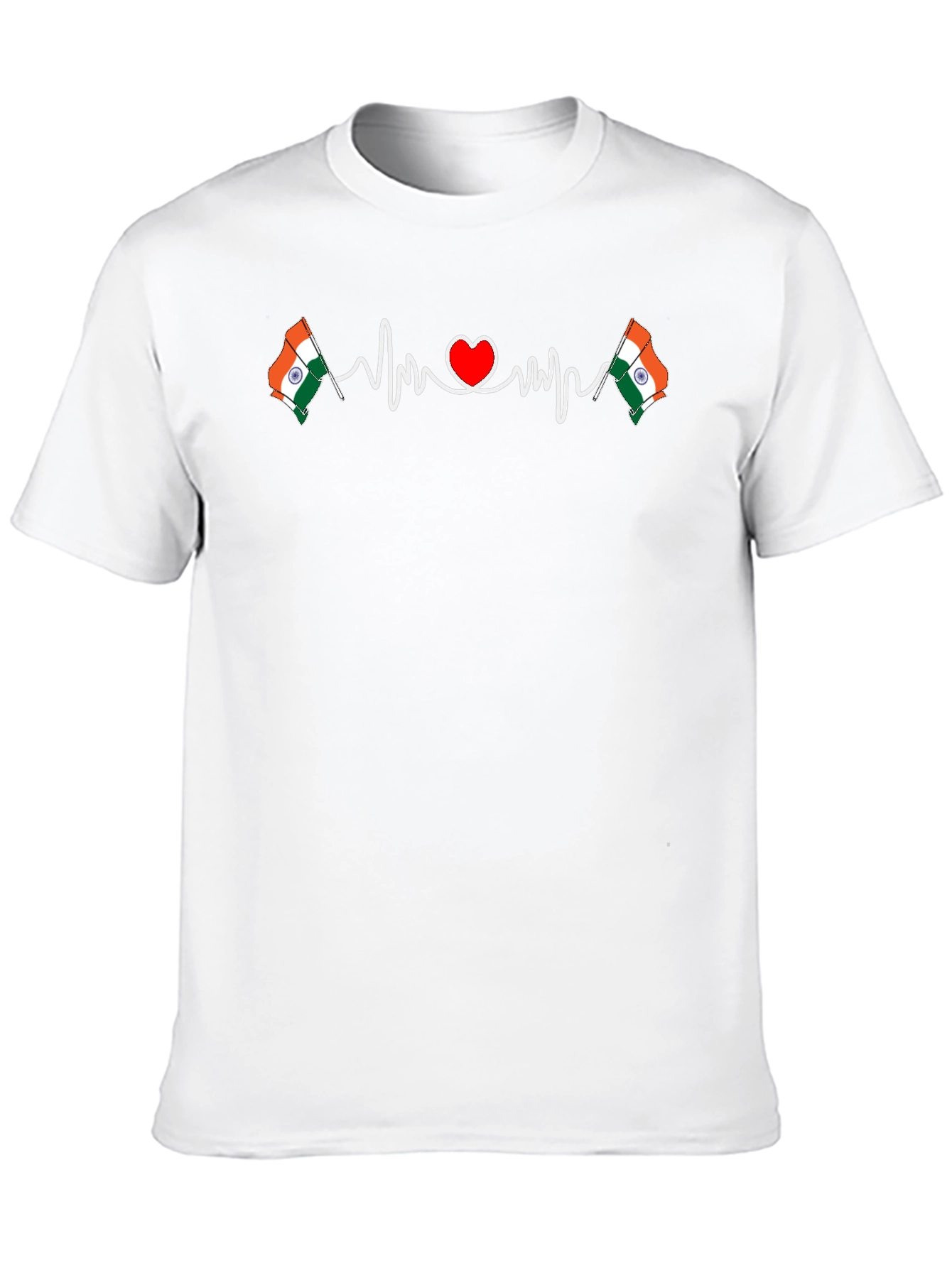 India Flag Heartbeat T-Shirt - Patriotic Design