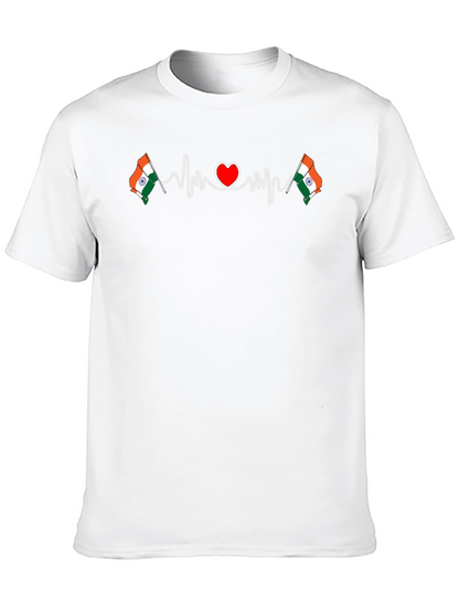 India Flag Heartbeat T-Shirt - Patriotic Design