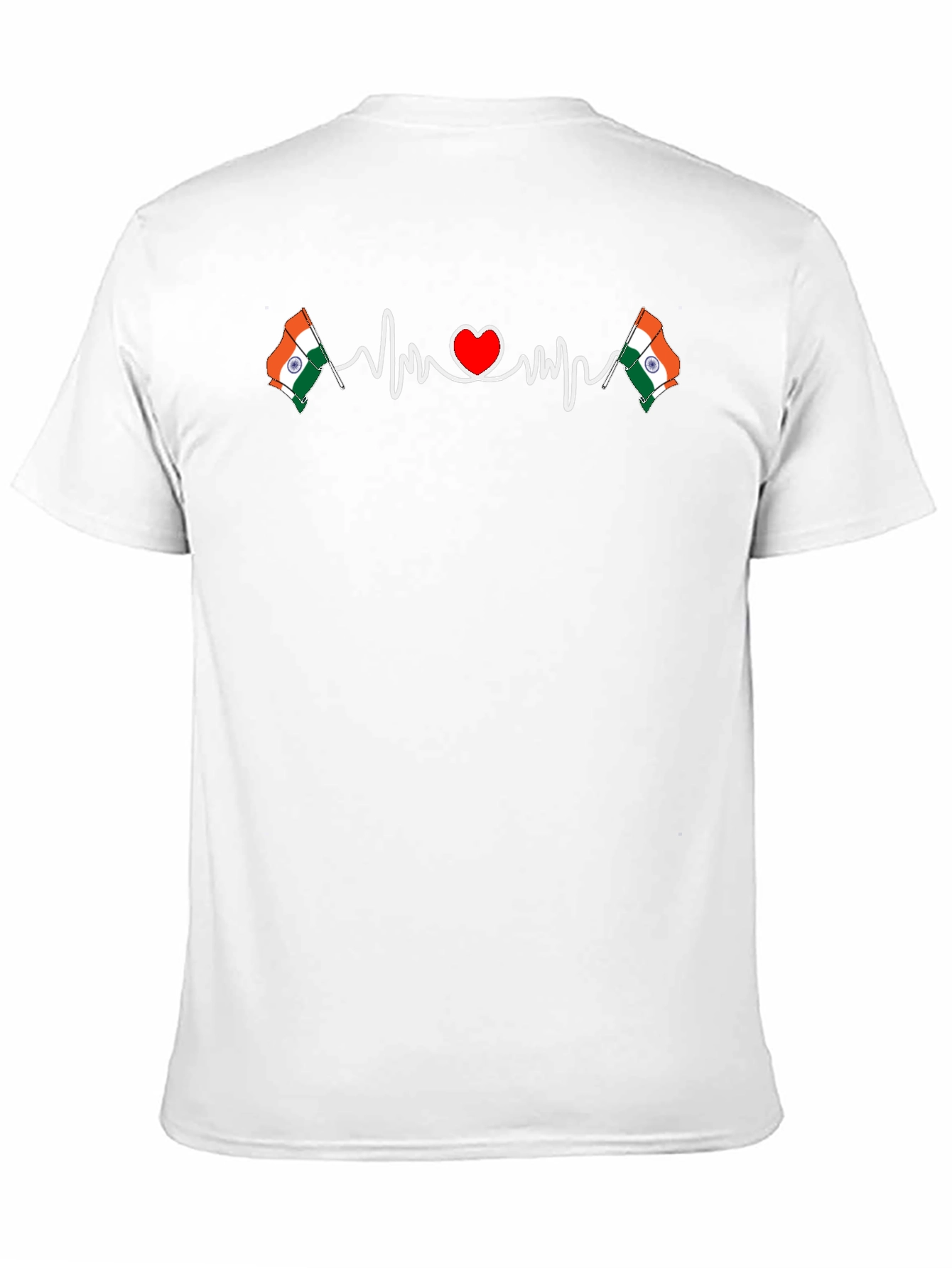 India Flag Heartbeat T-Shirt - Patriotic Design
